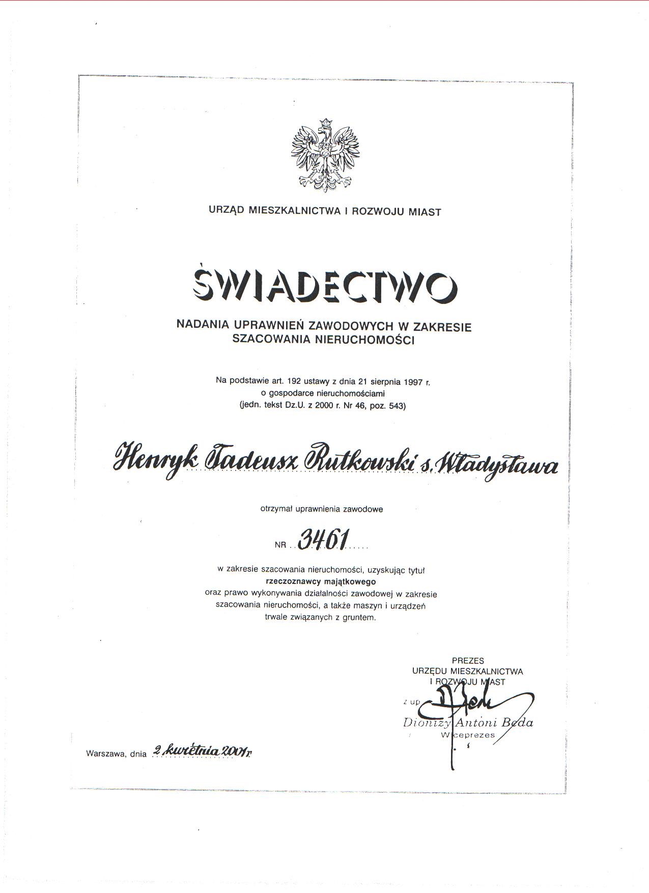 Dyplom / uprawnienie 1